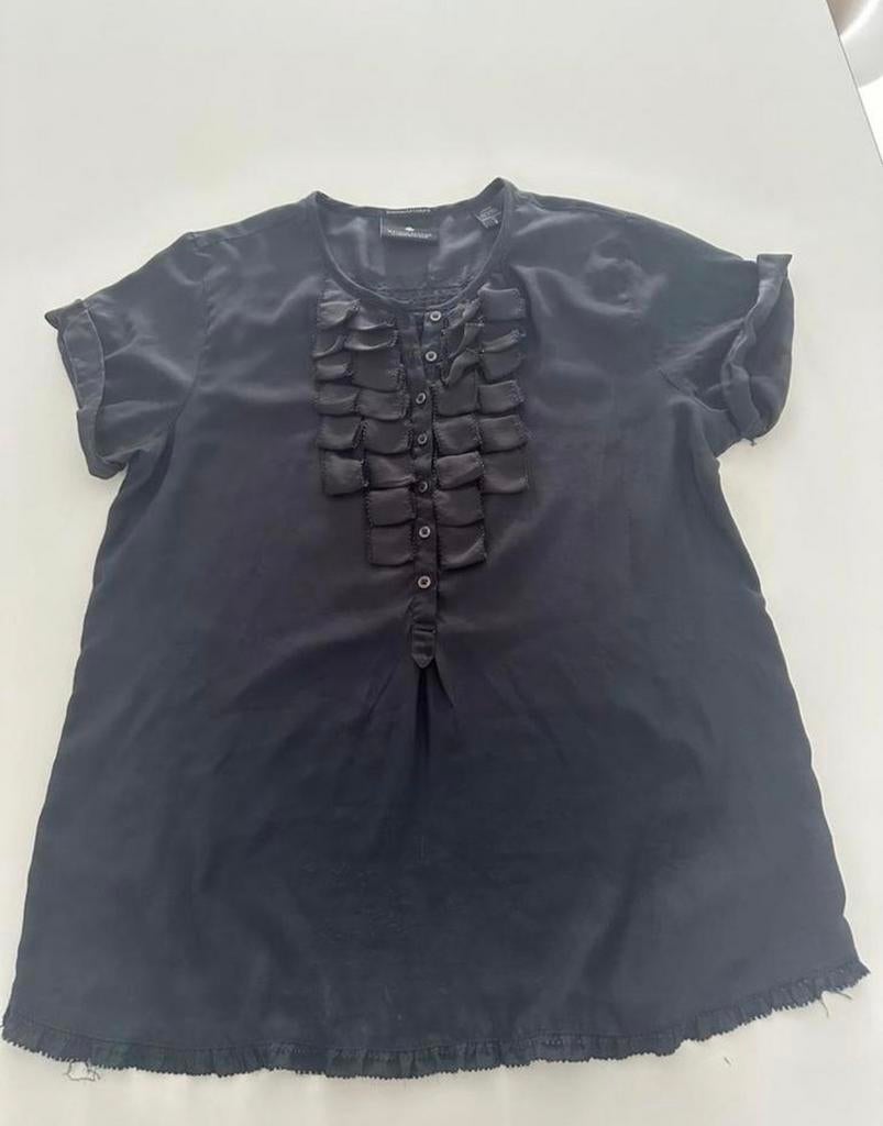 Zwarte Maison Scotch blouse met korte mouwen, Zwart, Ophalen of Verzenden, Zo goed als nieuw, Korte mouw