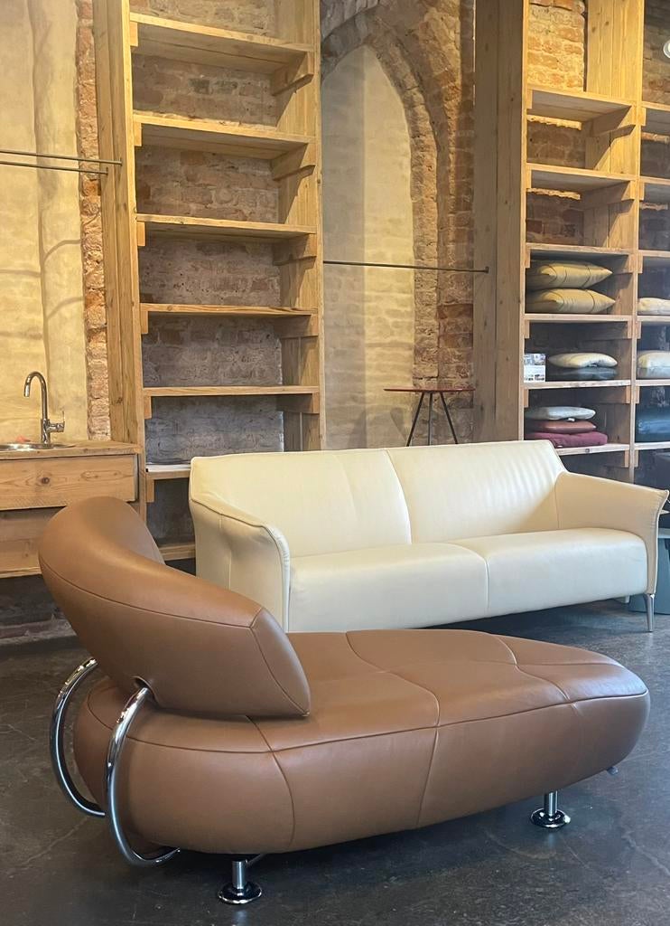 Leolux Kikko fauteuil/ chaise longue showmodel Noli leer, Ophalen, Nieuw, 75 tot 100 cm, Leer