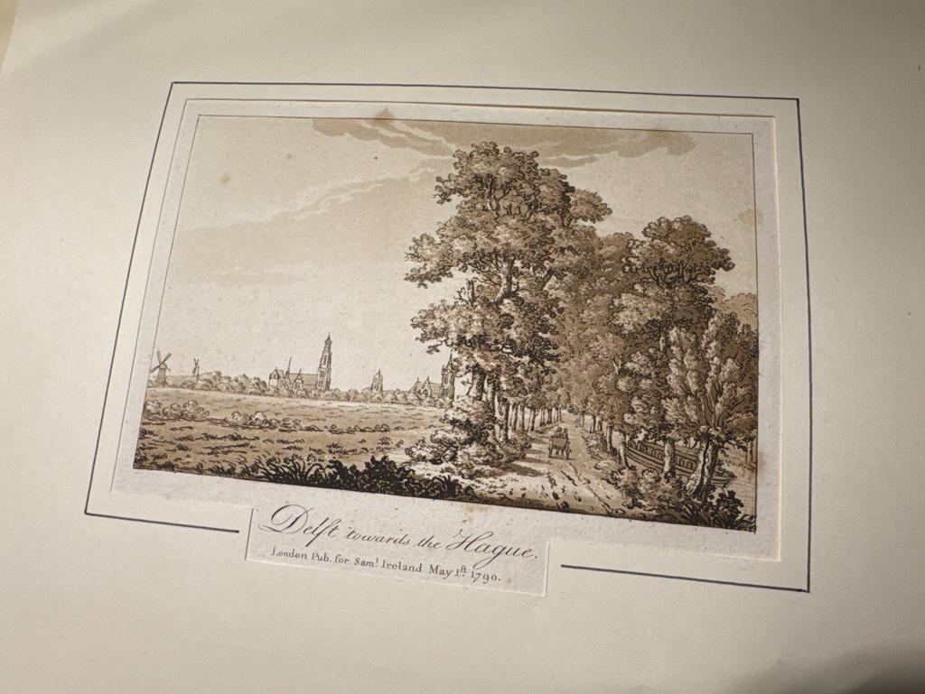 Oude prent: Delft richting Den Haag, 1790, Ophalen of Verzenden