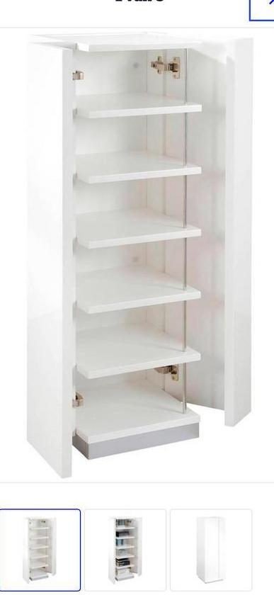 Hoogglans witte zuil/meubel met deurtjes, Gebruikt, 100 tot 150 cm, Ophalen of Verzenden, 25 tot 50 cm