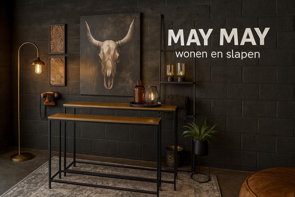 Sidetable 2-Delig goud/zwart Direct/Leverbaar 60%Korting