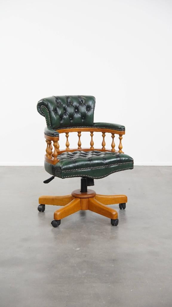 Groene klassieke en tijdloze chesterfield bureaustoel, Huis en Inrichting, Bureaustoelen, Ophalen, Gebruikt, ., .