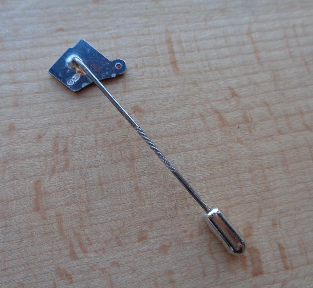 zilveren pinspeld FNV met robijn [131], Verzenden, Zo goed als nieuw, Overige onderwerpen, Speldje of Pin