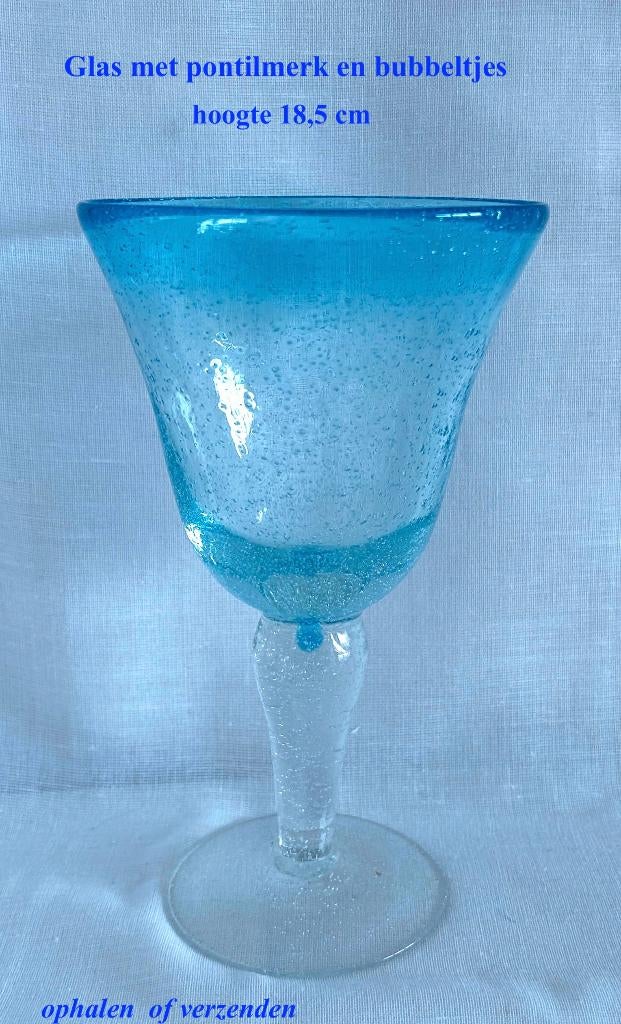 Wijnglas 18,5 h pontilmerk luchtbellen baluster Glas Kristal, Ophalen
