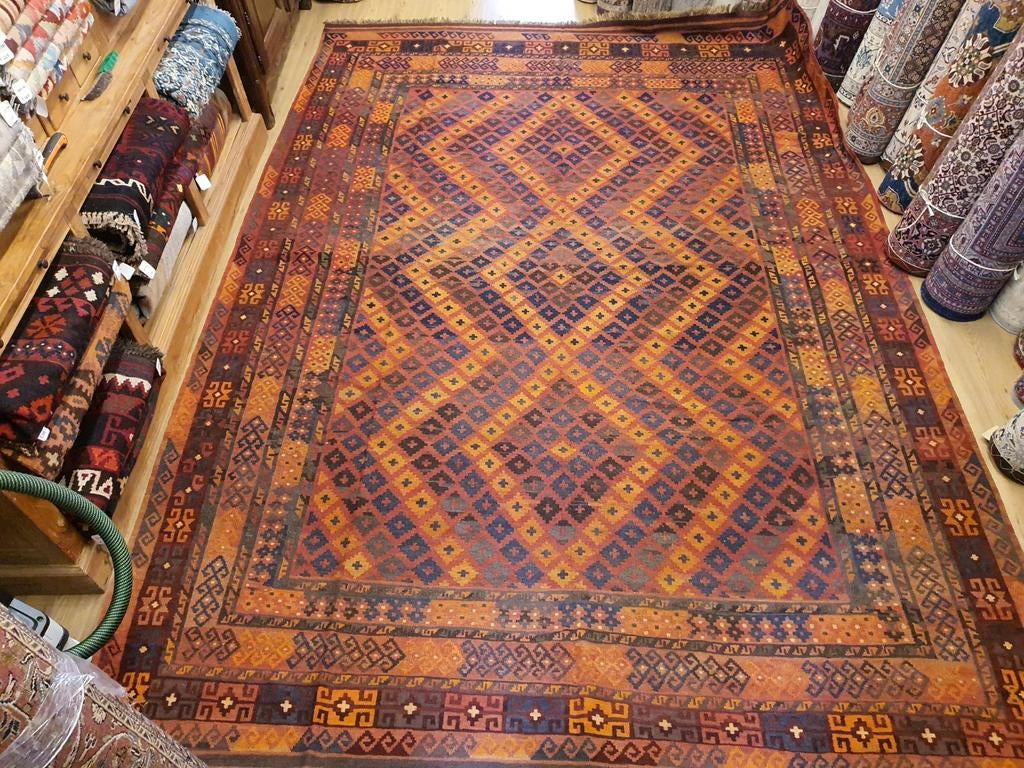 Handgeweven oosterse wollen kelim 387x262, Info@SlatsAntiek.nl, Crème, Vof Slats Antiek, Ophalen of Verzenden