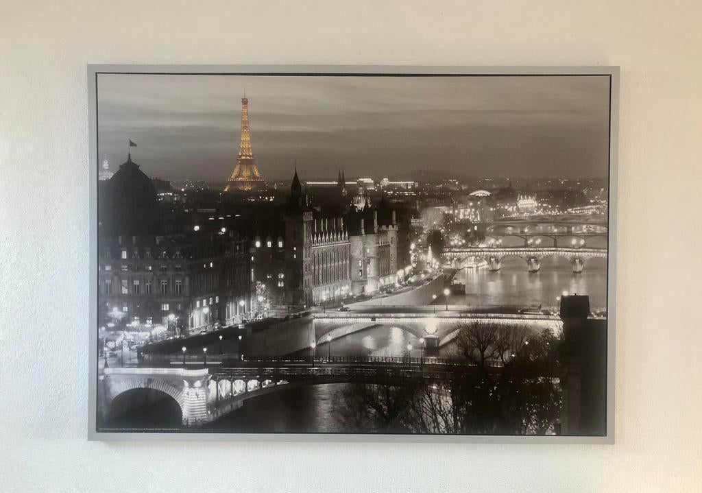 Decoratieve foto van Parijs met zicht op de Eiffeltoren, Ophalen, Minder dan 50 cm, Schilderij