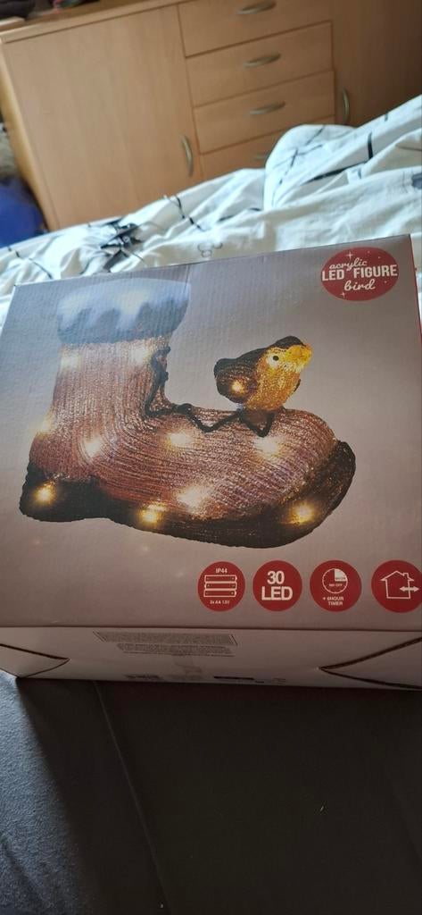 Led figuur vogel op schoen, Ophalen