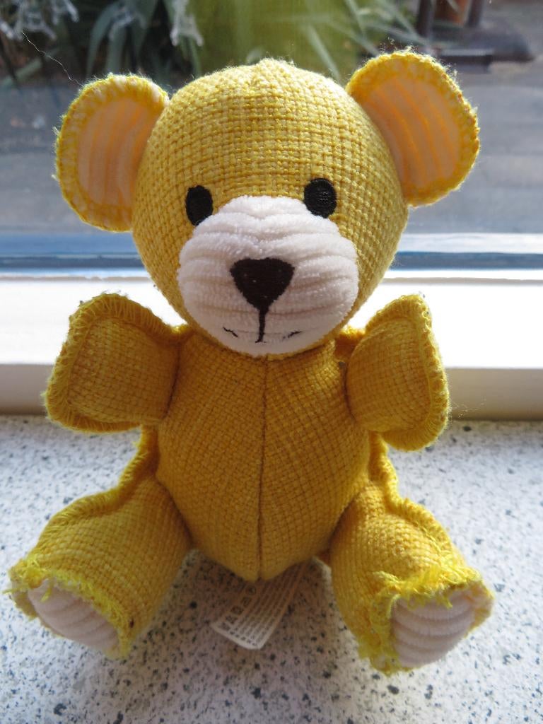 Beer of beertje van Hema geel katoen met wit velours, Hema, Beer, Ophalen of Verzenden, Zo goed als nieuw