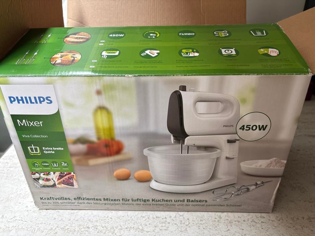 Philips 5000 series mixer met mengkom, 2 tot 3 liter, Ophalen of Verzenden, Zo goed als nieuw, 3 snelheden of meer