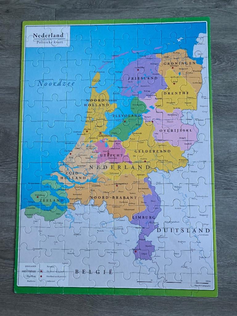 Geografische puzzel van Nederland - 104 stukjes, Ophalen of Verzenden, Meer dan 50 stukjes, Gebruikt, 6 jaar of ouder