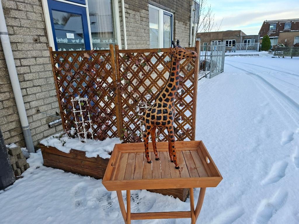 schitterende leren giraf beeld van leer, Ophalen of Verzenden, Zo goed als nieuw, Mens