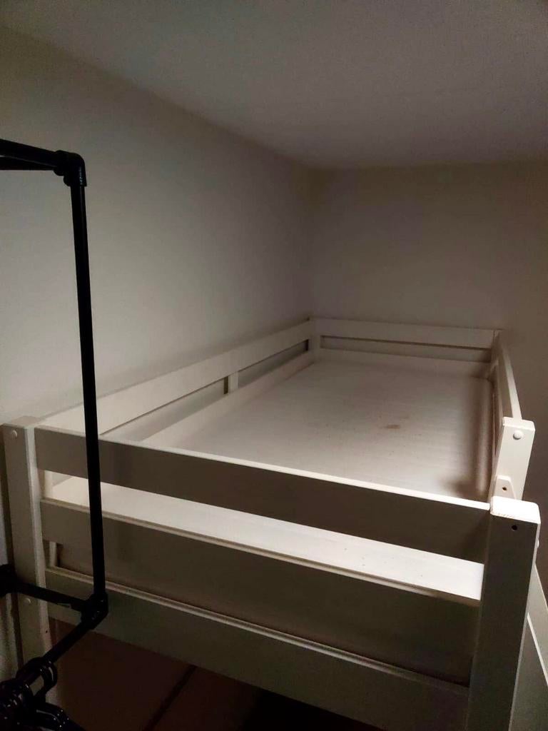 Witte hoogslaper, 1 persoons, Ophalen, Zo goed als nieuw, Hoogslaper