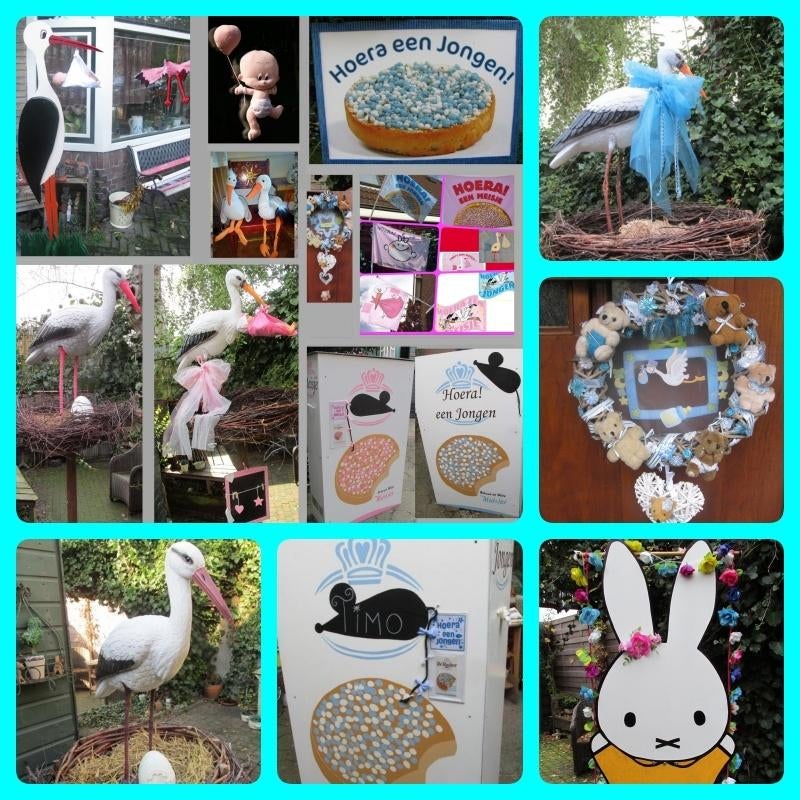 Te koop/te huur: grasvoet ooievaar, Nijntje, Blauwe Muisjes, Ophalen, Zo goed als nieuw, Geboortebord