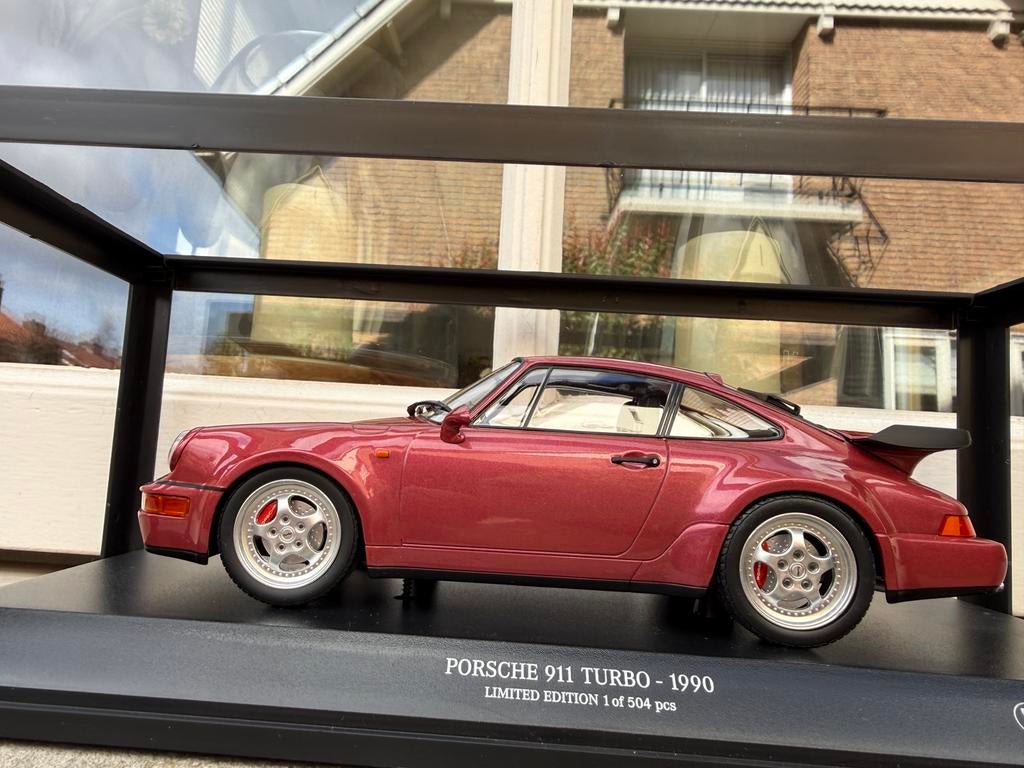 1:18 Porsche 911 964 Turbo rood 1990 Minichamps, Minichamps, Auto, Ophalen of Verzenden, Zo goed als nieuw