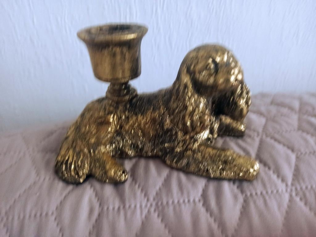 Kandelaar Spaniel 14 x 9 cm, Overige materialen, Nieuw, Ophalen of Verzenden, Kandelaar