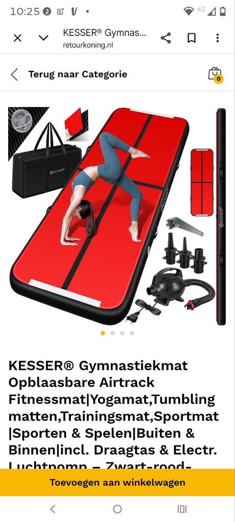 KESSER Gymnastiekmat Opblaasbare Airtrack, Ophalen of Verzenden, Overige typen