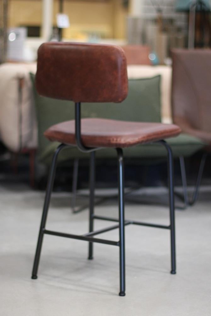 Luxe barstoelen Zipp metaal leer kookeiland keuken barkruk, Ophalen, 5 krukken of meer, Met voetsteun, 60 tot 90 cm