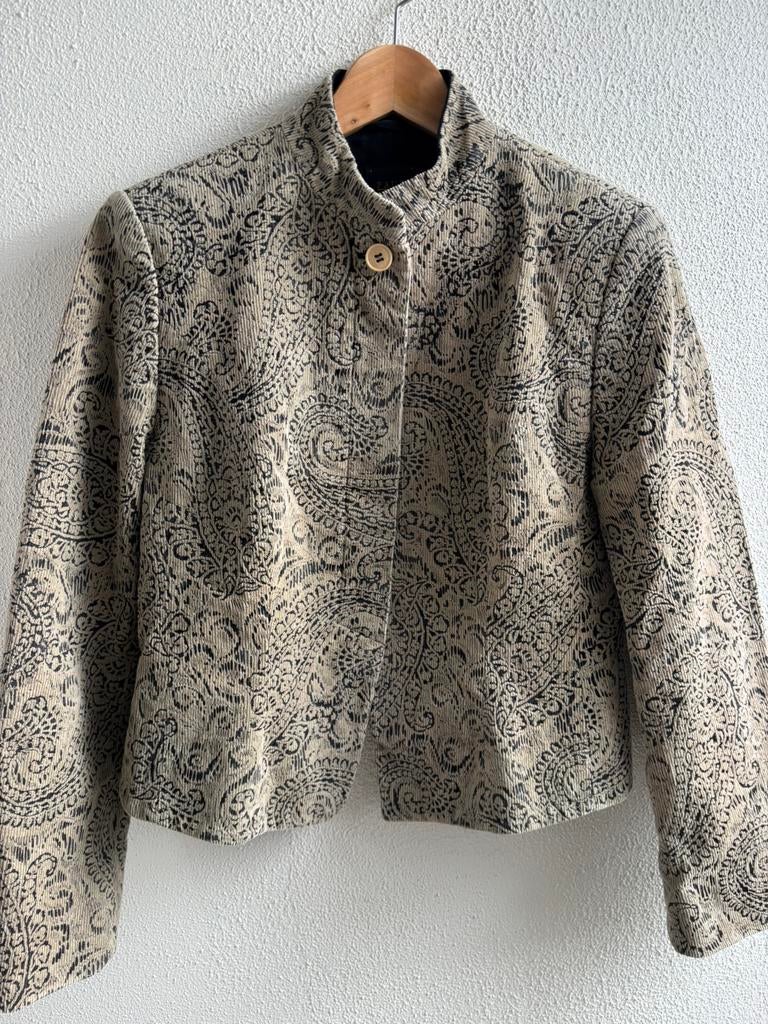 Vintage 90s Pauw Amsterdam – Paisley Jas – Velours – Maat XL, Ophalen of Verzenden, Dames