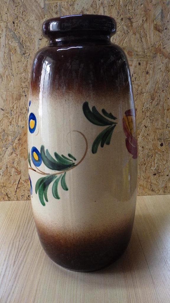 mooie West Germany vaas met opdruk, Huis en Inrichting, Woonaccessoires | Vazen, Gebruikt, Overige kleuren, Aardewerk of Porselein