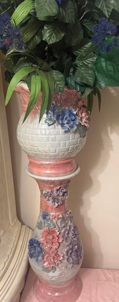 Barok bloempot zuil met extra bloempot, Ophalen, Gebruikt