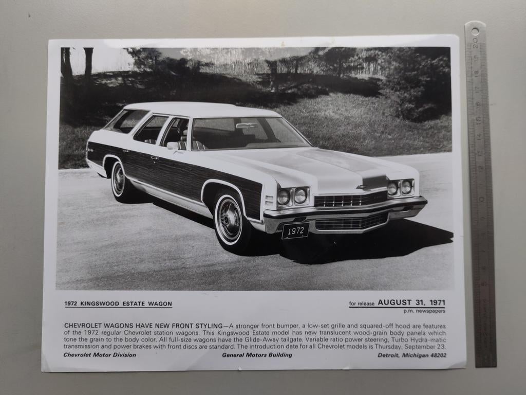 Chevrolet Kingswood Estate Wagon 1972 persfoto (186), Ophalen of Verzenden, Auto's