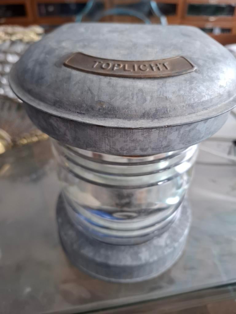 Oude scheepslamp 'Toplicht' - Zink - Nostalgisch, Ophalen of Verzenden