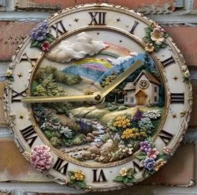 Vintage ronde wandklok van metaal - Regenboog (20cm), Huis en Inrichting, Woonaccessoires | Klokken, Nieuw, Wandklok, Ophalen of Verzenden