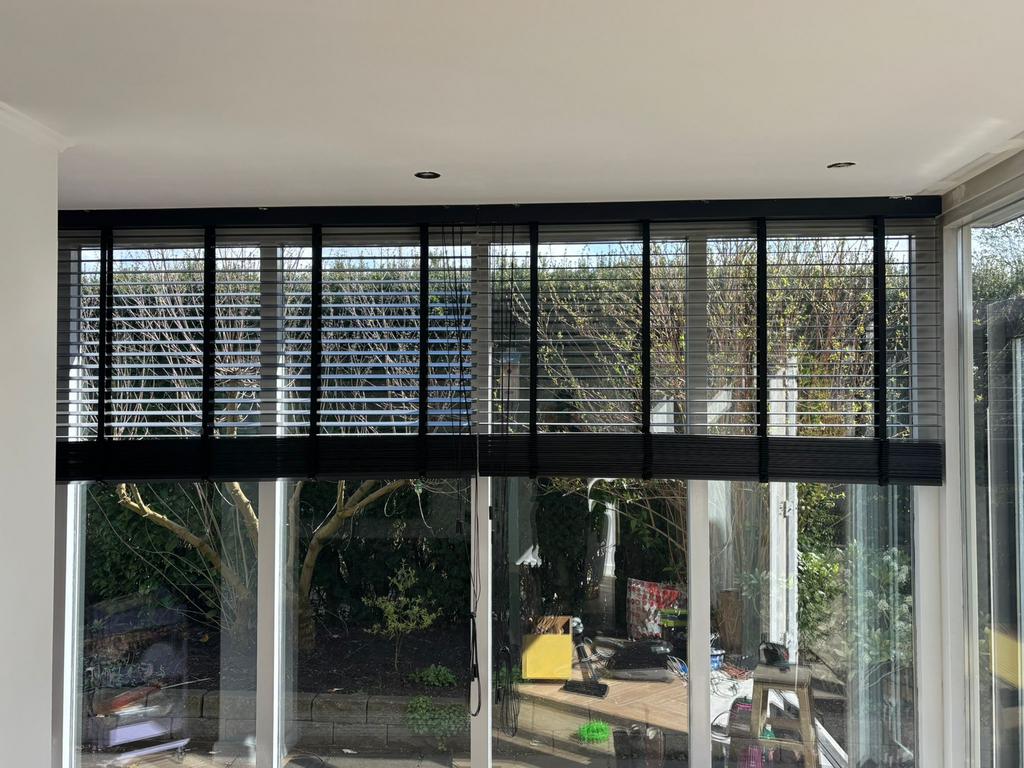 Houten jaloezieën zwart 80 cm breed x 240 hoog, 200 cm of meer, Zwart, Zo goed als nieuw, 50 tot 100 cm