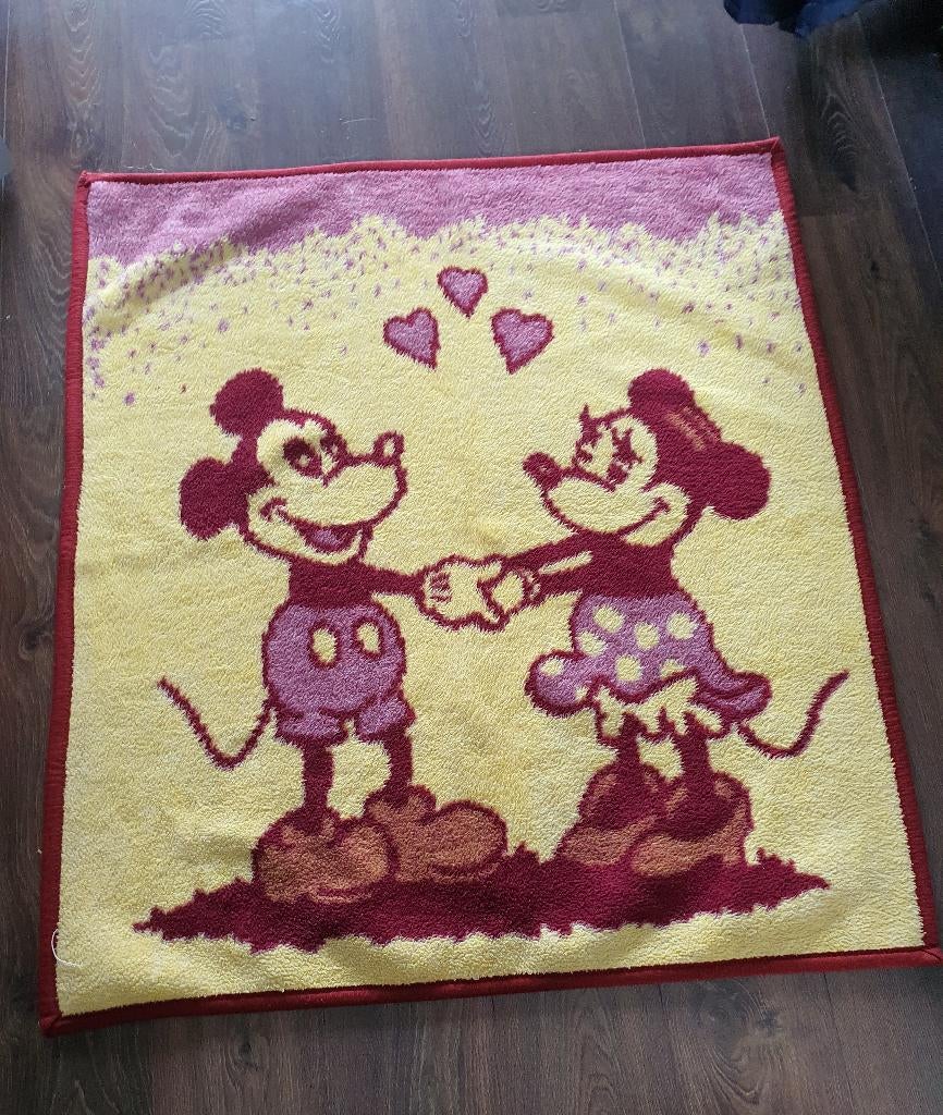 Vintage Disney Mickey Minnie deken retro plaid 90s, Verzamelen, Disney, Ophalen of Verzenden, Mickey Mouse, Beeldje of Figuurtje