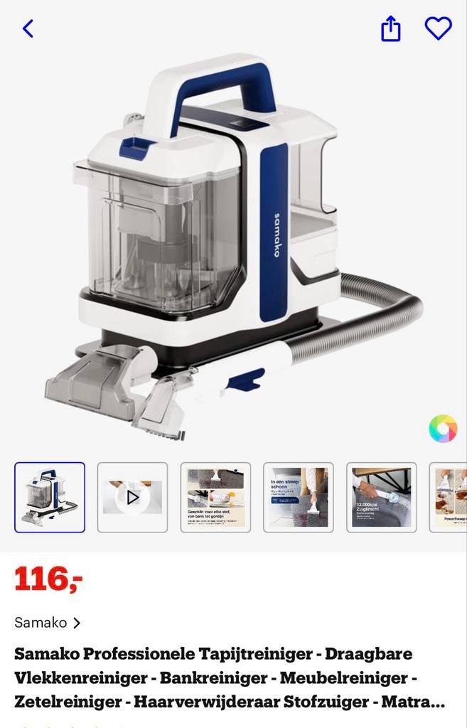 Samako Professionele Tapijtreiniger - Zo goed als nieuw, Doe-het-zelf en Verbouw, Reinigingsmachines, Ophalen of Verzenden, Zo goed als nieuw