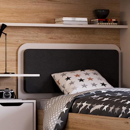 New Options hoekstapelbed met bureau - 90x200 - Eiken/beige, Niet ingevuld, Niet ingevuld, Niet ingevuld