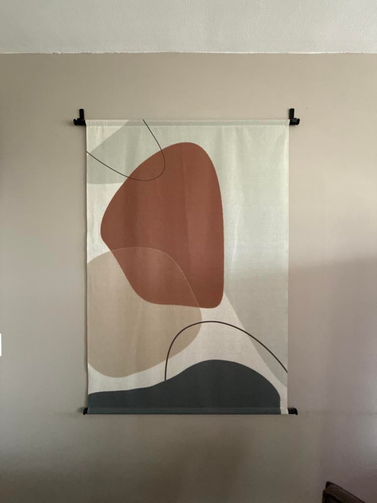 Wandkleed met abstracte vormen, Ophalen, Gebruikt, Meerkleurig, Met ophangsysteem