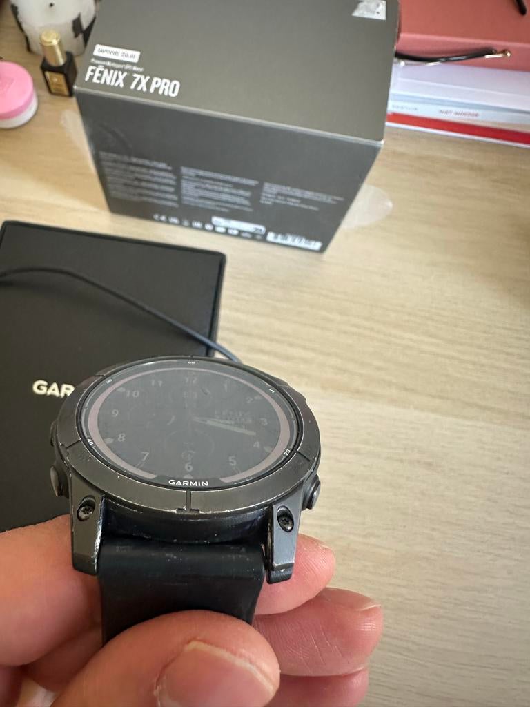 1yrGarantie!Garmin Fenix 7X Pro Titanium Sapphire Solar WIFI, Zwart, Ophalen of Verzenden, Waterdicht, Android