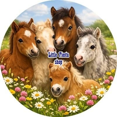 L1316 icing frosting paardjes pony veulen 19cm eetbare print, Ophalen of Verzenden, Nieuw, Taarten, Versiering