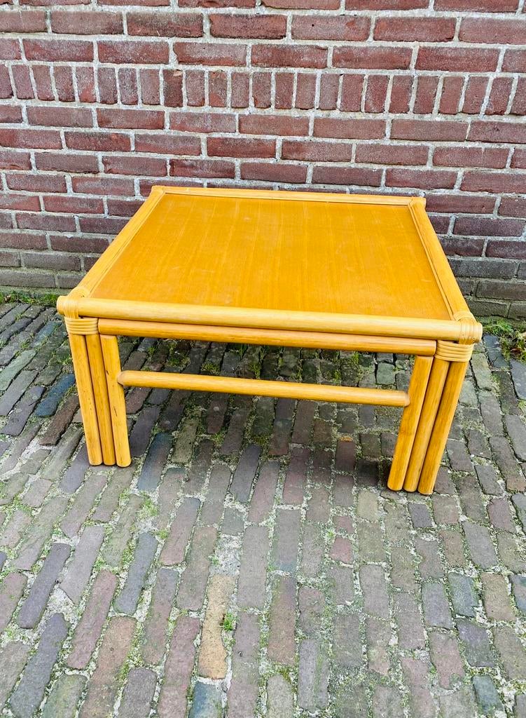 Rotan vierkante salontafel , jaren 80, Ophalen, Huis en Inrichting