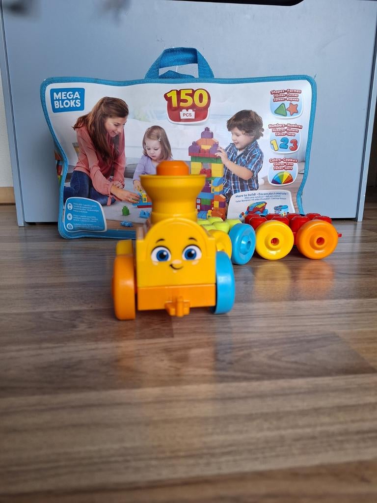 Mega bloks muziektrein + 150 stuks tas, Ophalen of Verzenden, Gebruikt, Megabloks