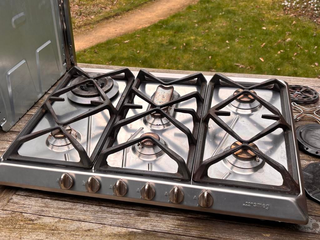 Smeg 6 pits kookplaat (gas), 70cm, Ophalen, Gebruikt, Inbouw, Gas
