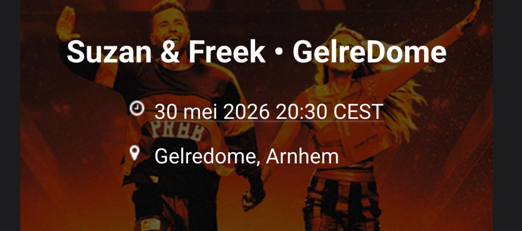 Suzan en freek kaarten 30 mei staanplaatsen avond, Tickets en Kaartjes, Twee personen, Overige soorten