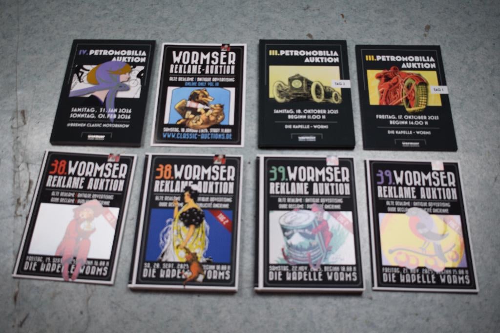 Lot 8 boeken emaillebord olie blik wormser reclamebord, Verzamelen, Merken en Reclamevoorwerpen, Ophalen of Verzenden, Gebruikt