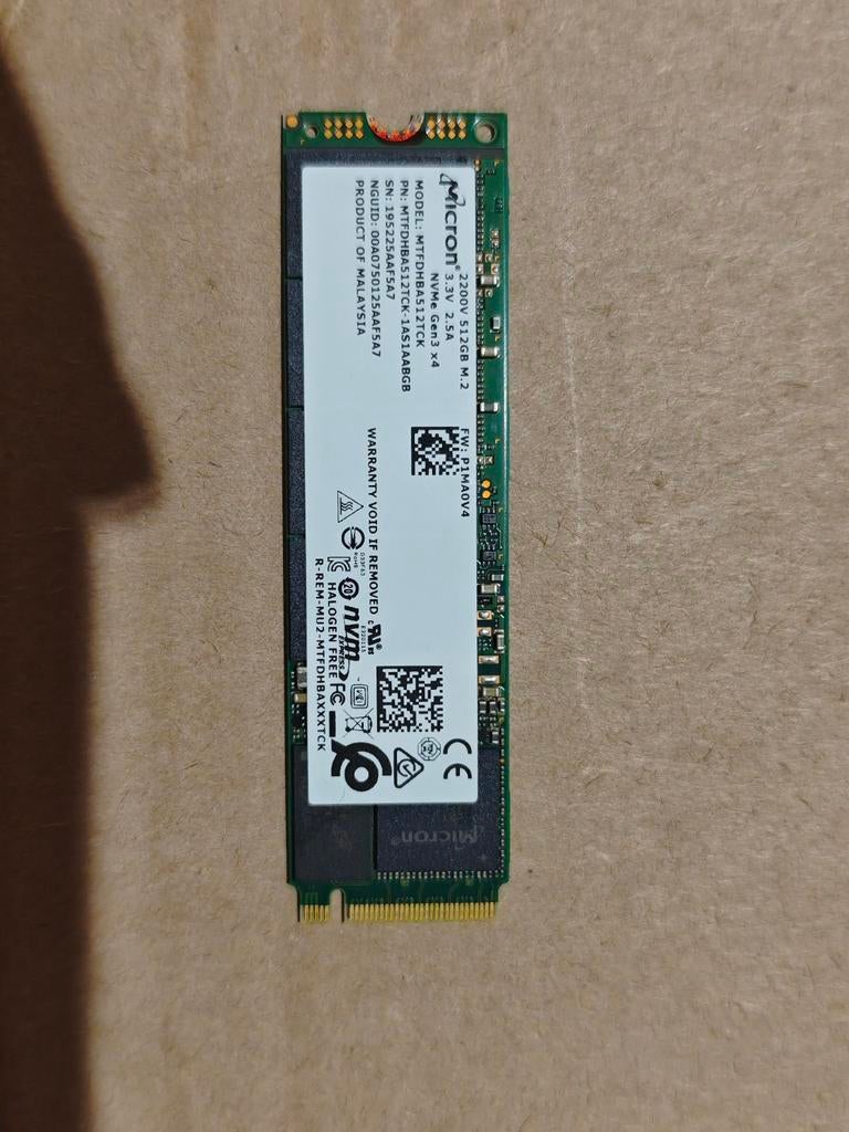 Micron NVMe M.2 SSD 512GB - Snelle Opslag, Computers en Software, Harde schijven, Micro, SSD, Ophalen of Verzenden, Laptop