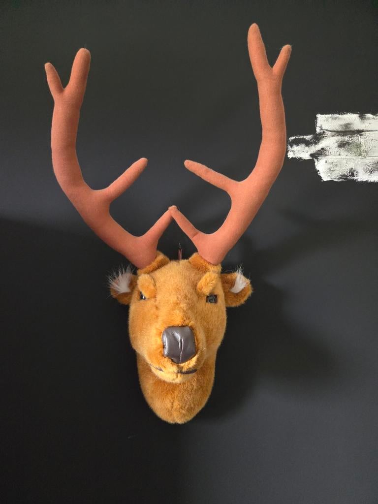 Pluchen hertenkop voor aan de muur, Ophalen, Zo goed als nieuw, Wanddecoratie