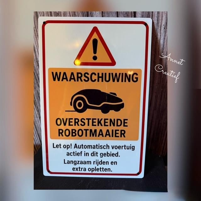 Robotmaaier waarschuwingsbord, Tuin en Terras, Tuinwanddecoratie, Nieuw, Ophalen of Verzenden