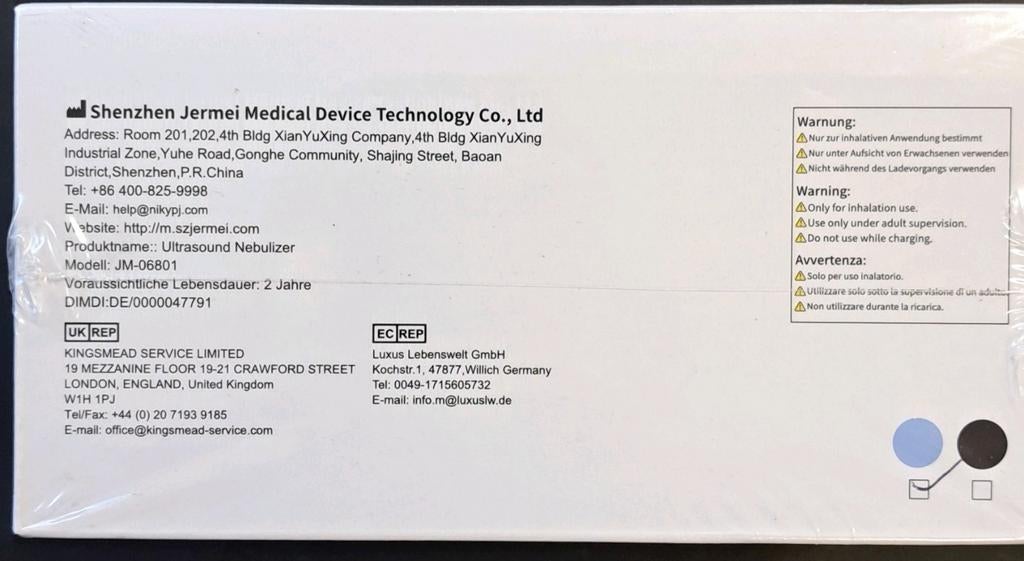 Nieuwe Ultrasone Vernevelaar NIKYPJ JM-06801, Diversen, Help@nikypj.com, Nieuw, Ophalen of Verzenden, Shenzhen Jermei Medical Device Technology Co., Ltd