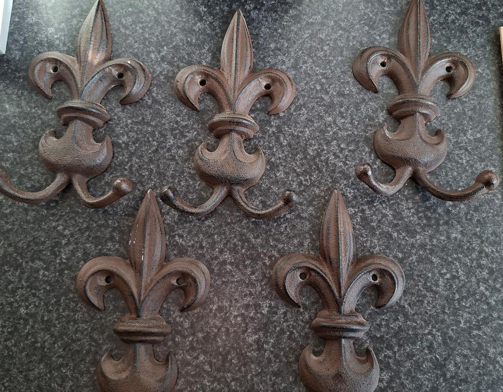 5 kapstokhaken  Franse lelie, Ophalen of Verzenden