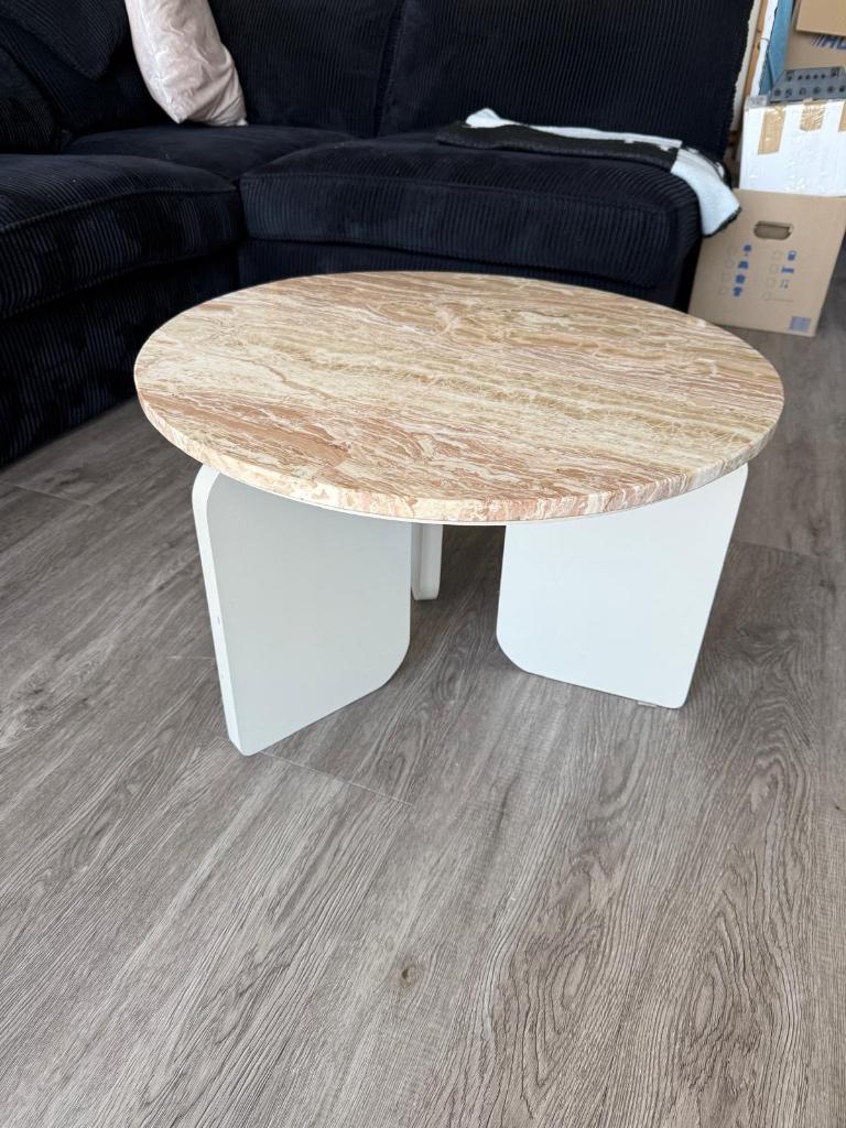 Salontafel marmer Kwantum, Gebruikt, 50 tot 100 cm, 50 tot 75 cm, Rond