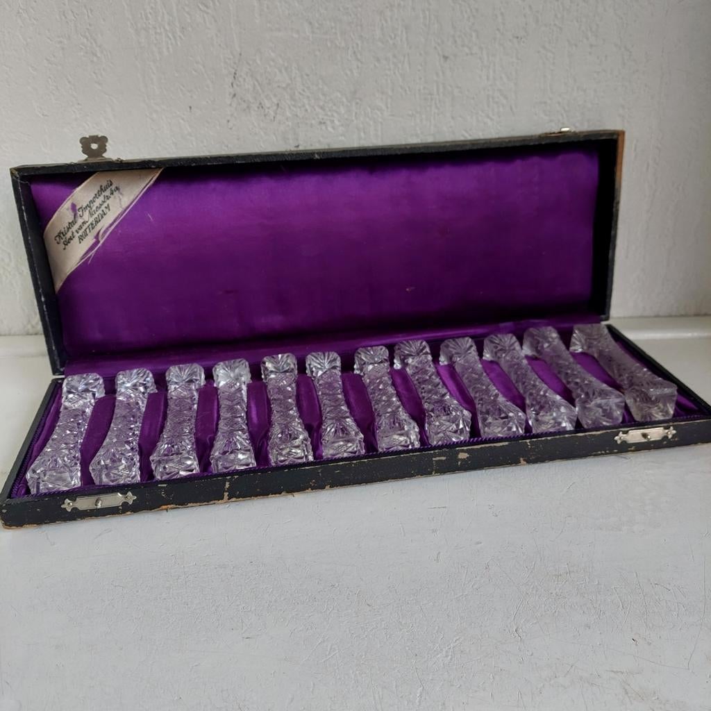 Lucky Vintage antieke kristallen messenleggers Rotterdam, Ophalen of Verzenden