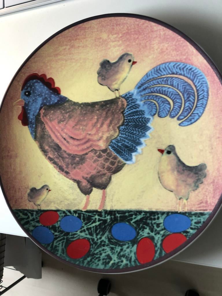 Wandborden met kip en kuikens 32 cm, Ophalen