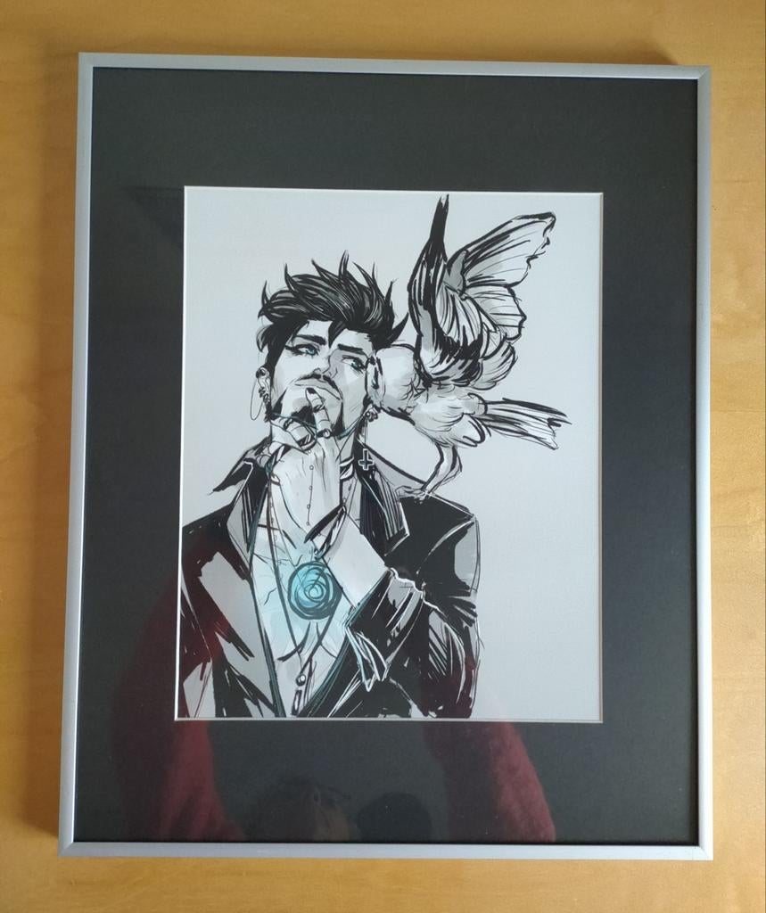Kunstprint Tony Stark (Iron Man) met Uil - Fan-art, Ophalen