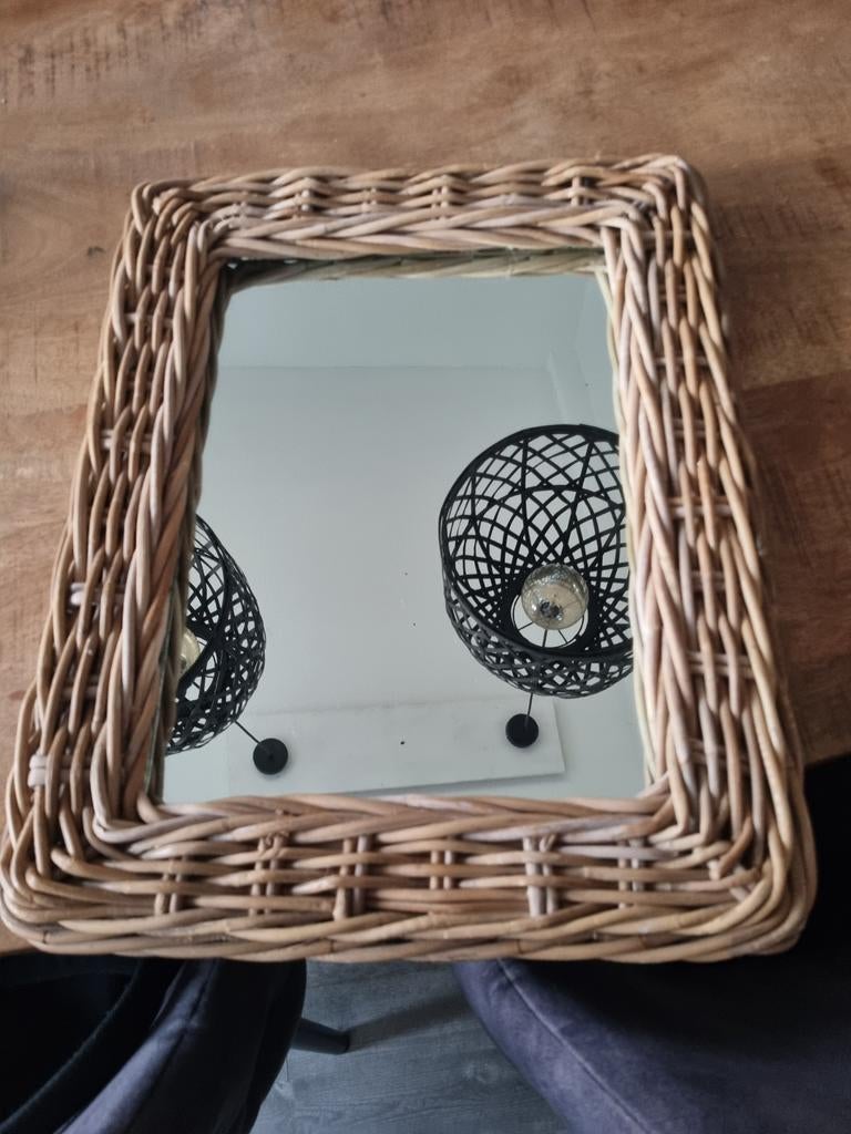 Spiegel rieten rattan, Ophalen, Minder dan 50 cm, Zo goed als nieuw, Minder dan 100 cm