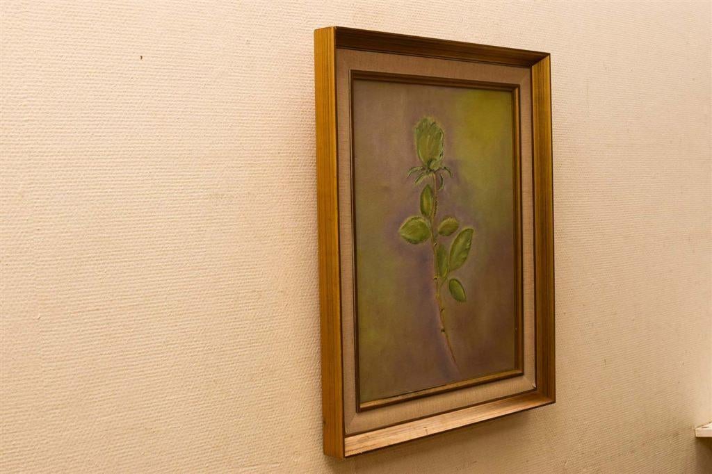 Schilderij van een roos 49149, Ophalen of Verzenden, Gebruikt, Schilderij, Minder dan 50 cm